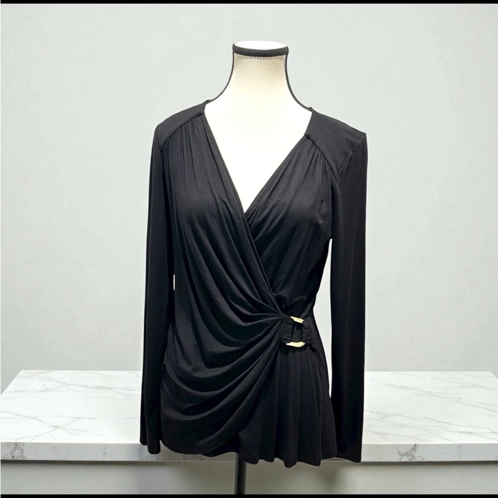 Cache Black Wrap Top